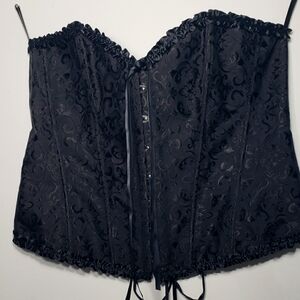 Black 5xl jacquard lace up back corset